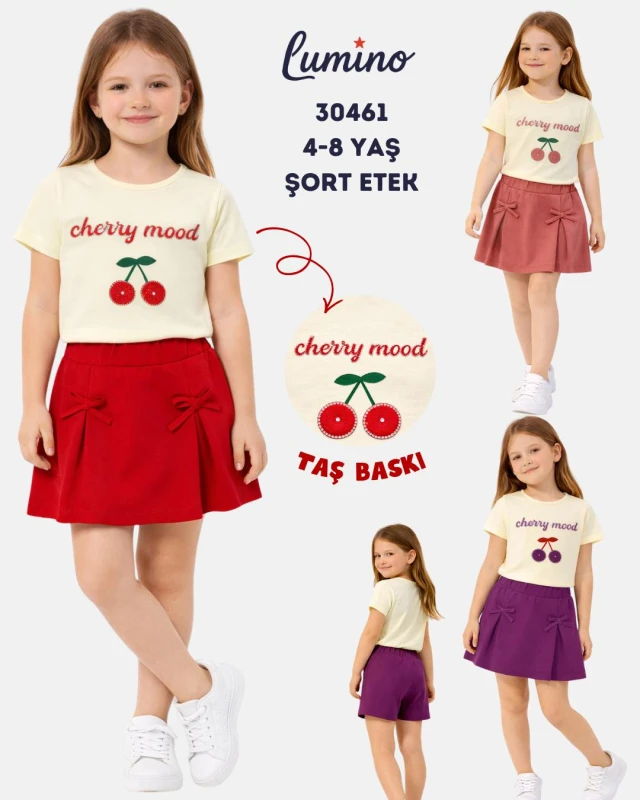 LUMİNO 30461 KİRAZ BASK 2Lİ TK MOR 4-8 YAŞ