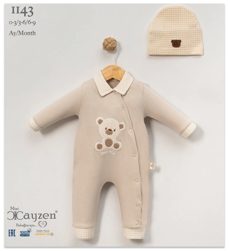 CAYZEN 1143 AYICIK NAKIŞLI BEBEK TULUMU 3-9 AY