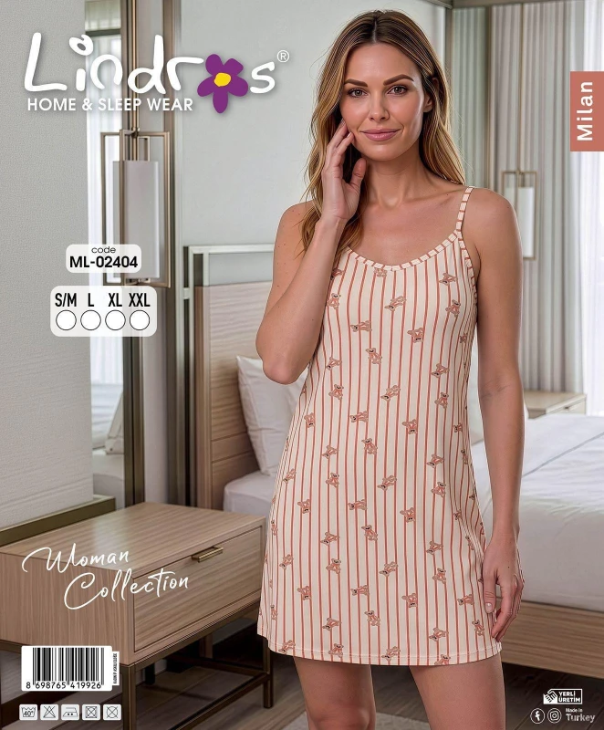 LİNDROS 02404 ELBİSE TURUNCU ÇİZGİLİ S-M-XXL