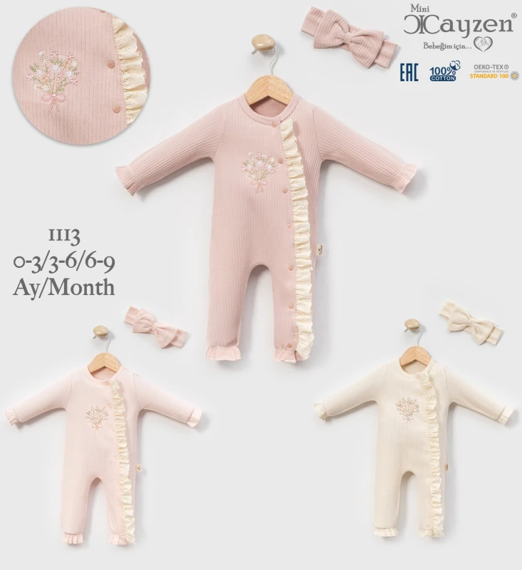 CAYZEN 1113 ÇİÇEK BUKETİ KIZ BEBEK TULUMU 3-9 AY
