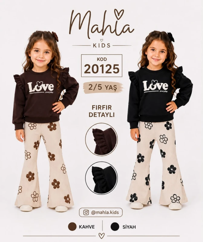MAHLA KIDS 20125 LOVE BASKILI 2'Lİ TAKIM 1-4 YAŞ