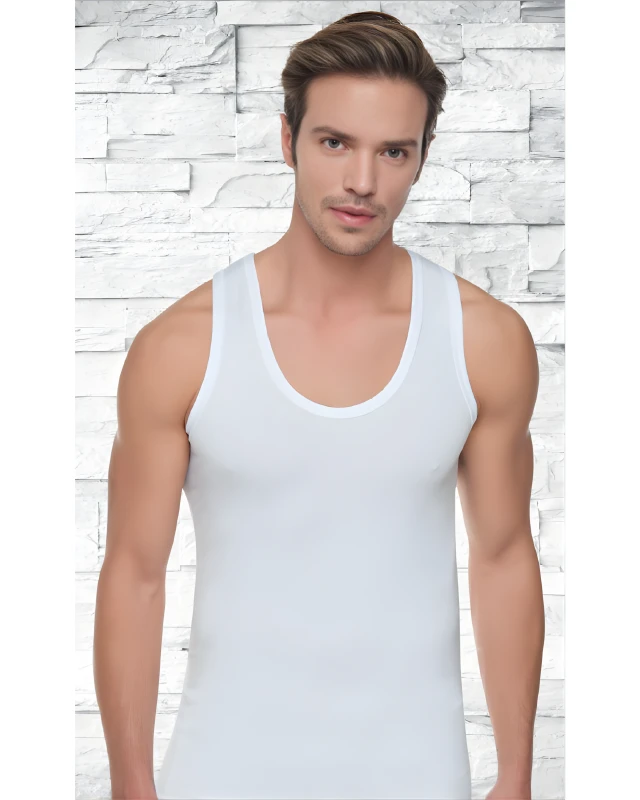 TER0102 TUTKU ERKEK RİBANA ATLET BEYAZ