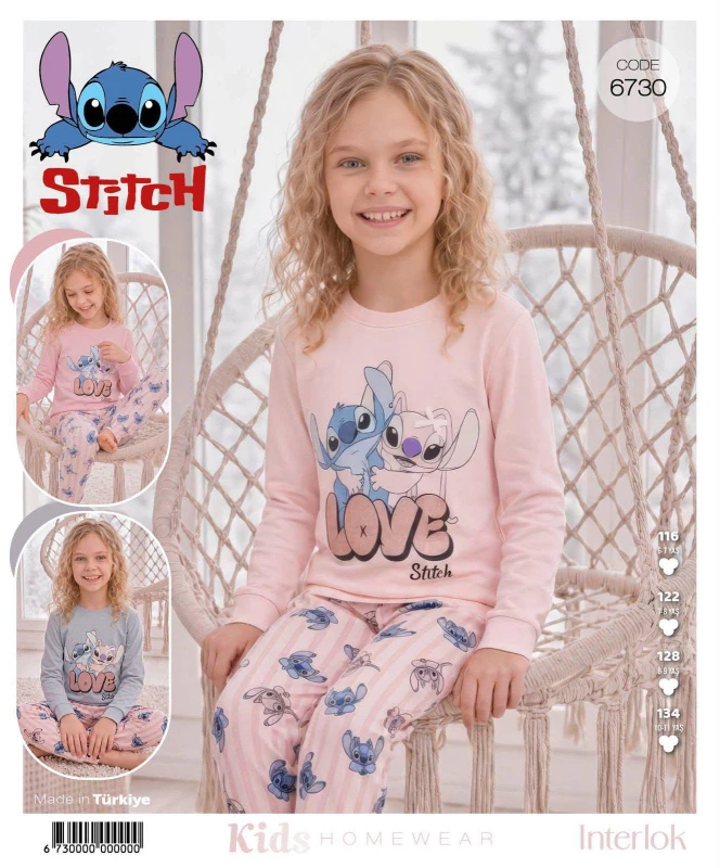 TARIK STITCH 6730 DİSNEY KIZ GARSON LOVE BASKILI PİJAMA TAKIMI 6-11 YAŞ