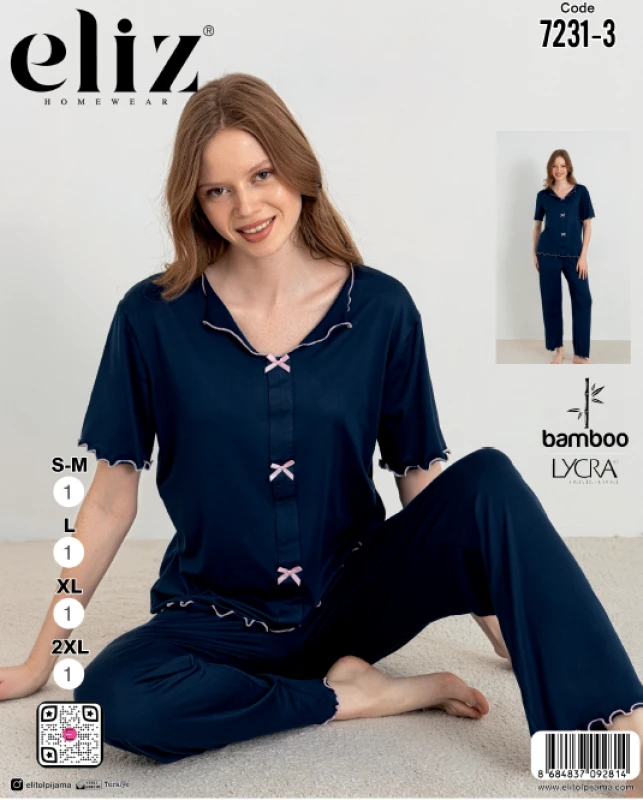 ELİZ 7231-3 WOMEN'S BOW-TIME PAJAMA SET