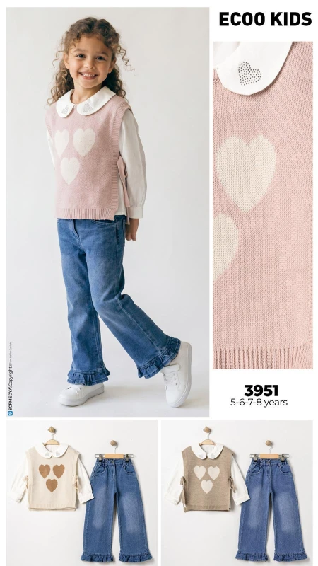 ECOO 3951 BÜYÜK BOY KIZ ÇOCUK TRİKO TAKIM 5-8 YAŞ
