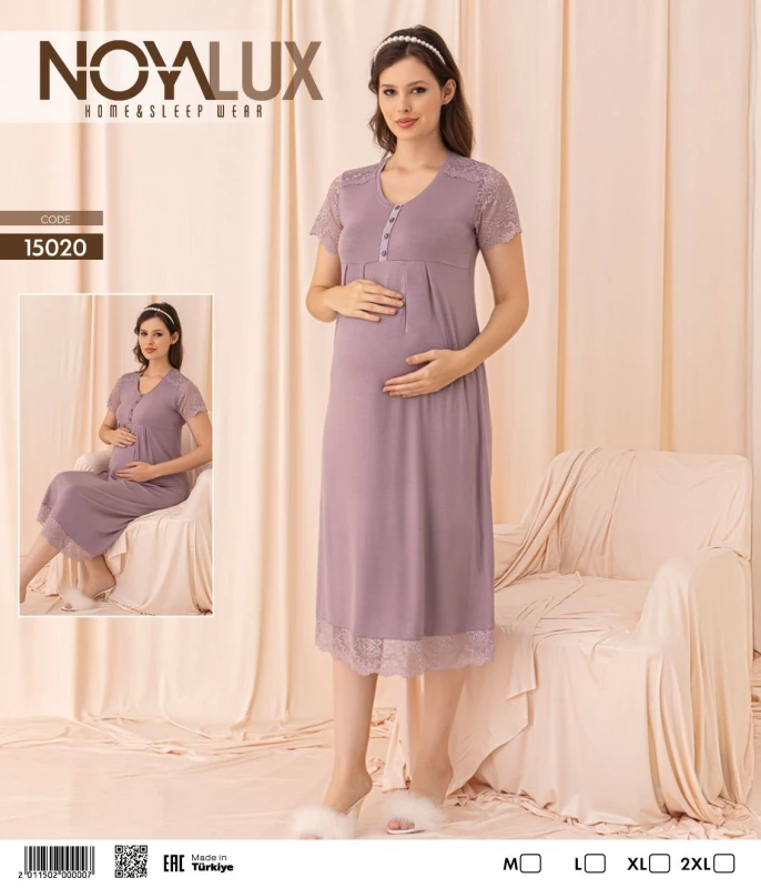 NOYA 15020  DANTELLİ HAMİLE GECELİK 