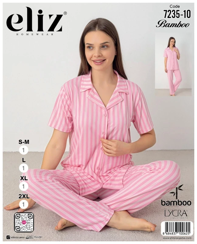 ELİZ 7235-10 BAMBOO DÜĞMELİ PİJAMA TAKIMI PEMPE S-