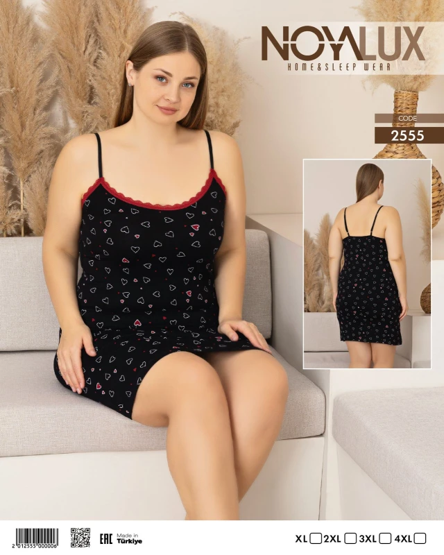 NOYA 2555 BİG DESENLİ İP ASKILI ELBİSE