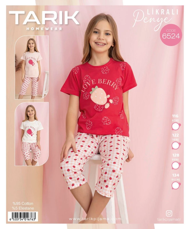 TARIK 6524 ÇİLEK PANO BASKILI KAPRİ GARSON EKRU 6-