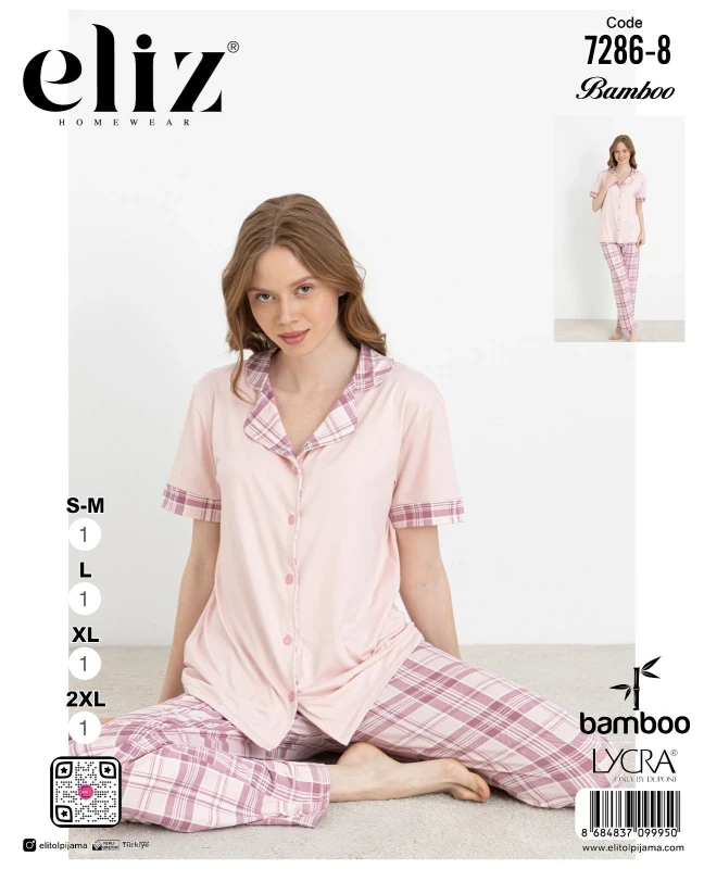 ELİZ 7286-8 DÜĞMELİ PİJAMA TAKIMI PUDRA