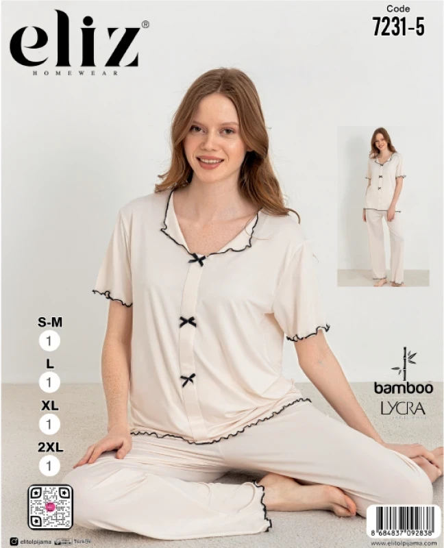 ELİZ 7231-5 KADIN FİYONKLU PİJAMA TAKIM