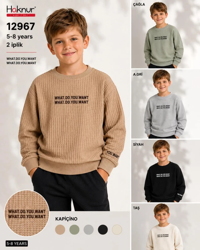 HAKNUR 12967 ERKEK ÇOCUK WAFFLE SWEAT 5-8 YAŞ