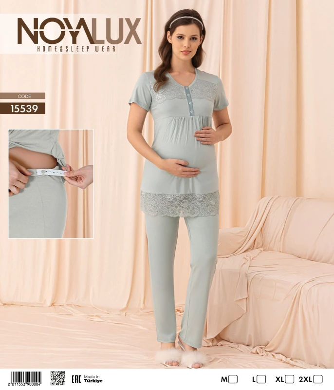 NOYALUX 15539 MATERNITY PAJAMA SET GREEN