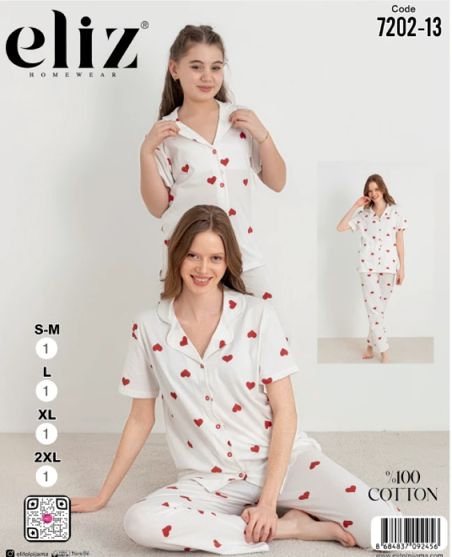 ELİZ 7202-13 BAYAN DÜĞMELİ PİJAMA TAKIM