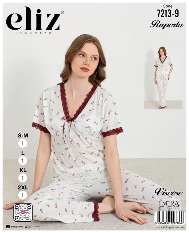 ELİZ 7213-9 DANTELLİ PİJAMA TAKIMI BEYAZ
