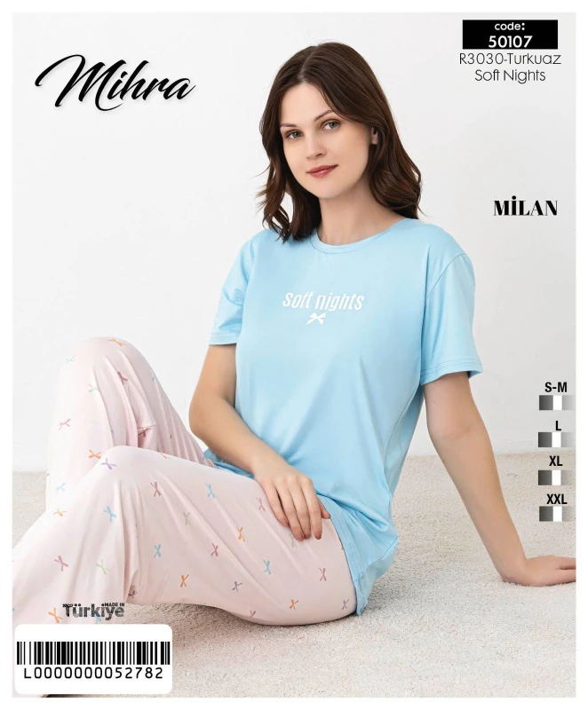 MİHRA 50107 R3030 MİLAN KISA KOL ALT UZUN PİJAMA