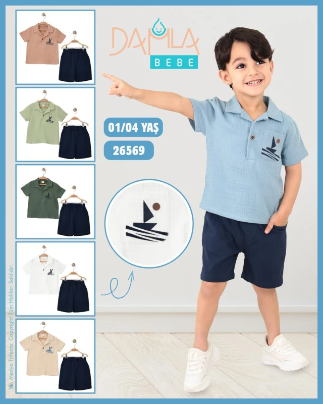 DAMLA 26569 ERKEK TAKIM  MAVİ 1-4 YAŞ