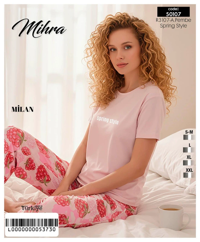 MİHRA 50107 R3107 MİLAN KISA KOL ALT UZUN PİJAMA T