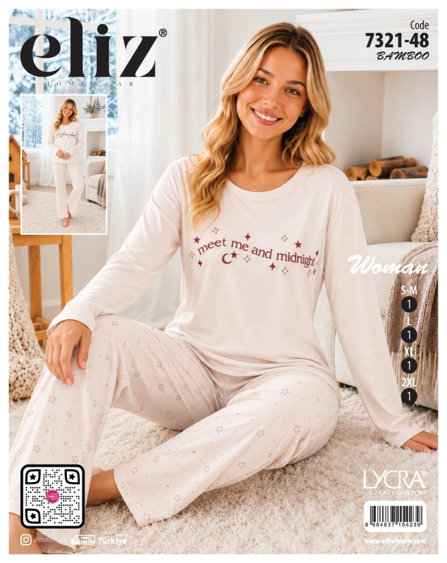 ELİZ 7321-48 MİLAN BASIC BAMBU PİJAMA TAKIMI