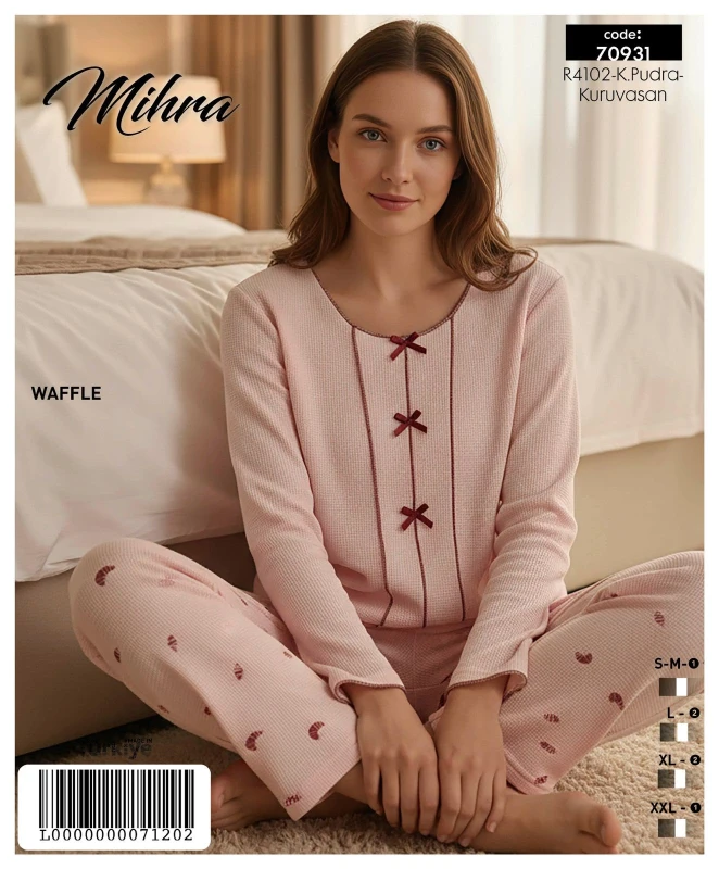 MİHRA 70931 R4102 WAFFLE FİYONKLU BEYBİ OVERLOKLU TAKIM