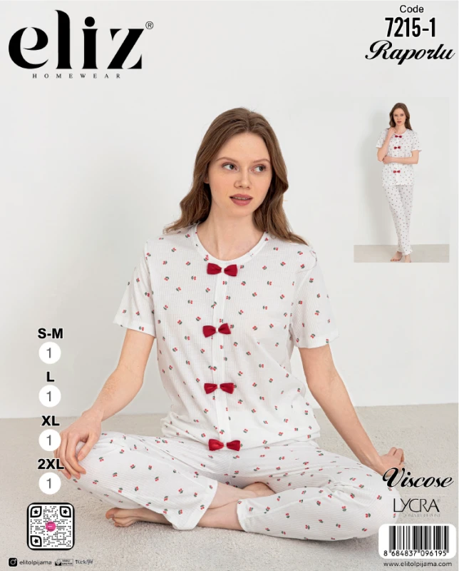 ELIZ 7215-1 BOWTIE PAJAMA SET