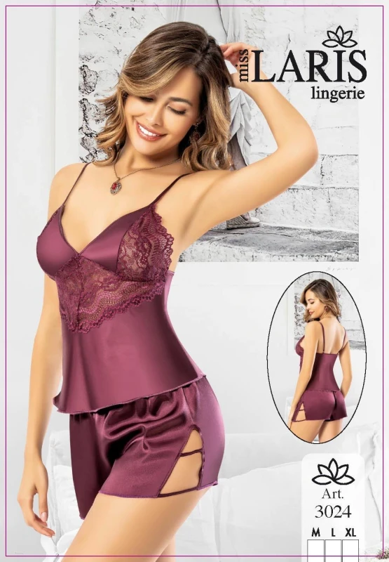 MİSS LARİS 3024 SATEN ŞORTLU GECELİK TAKIMI