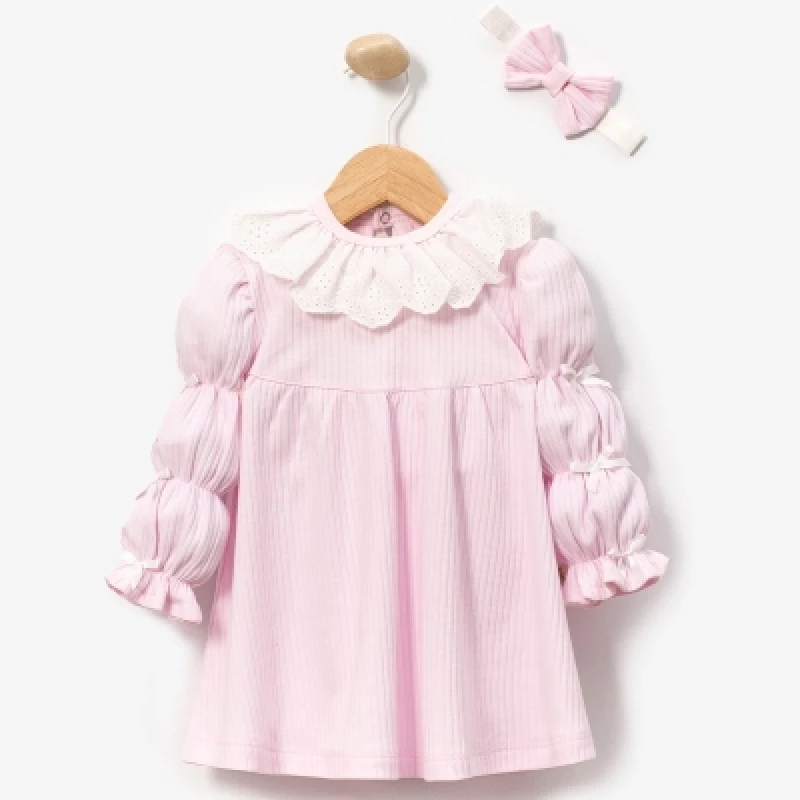CAYZEN 5005 3 FİYONKLU ELBİSE PEMBE 6-18 AY