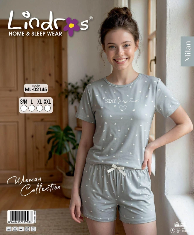 LİNDROS 02145 K.KOL ŞORT TK ACIK GRİ S-M-XXL