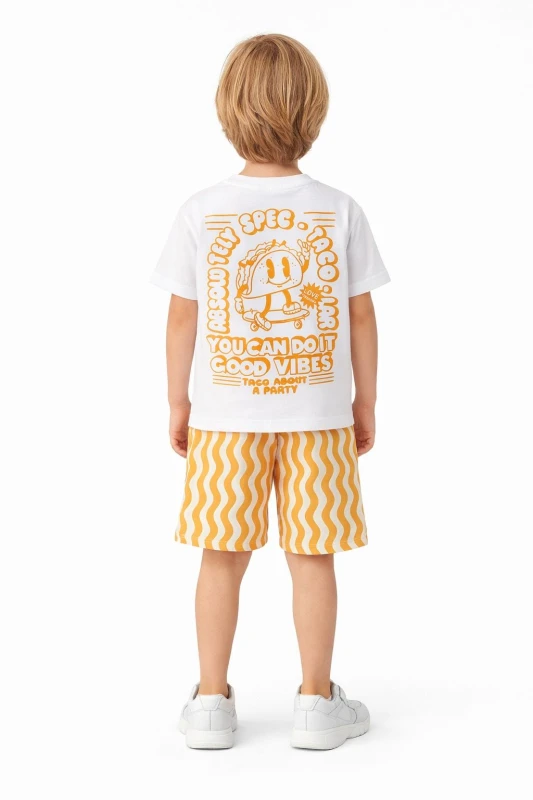 MAHLA KİDS 20103 KAYKAY TACO BASKILI ŞORTLU TAKIM 