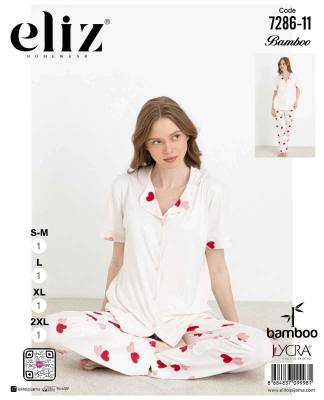ELİZ 7286-11 DÜĞMELİ PİJAMA TAKIMI BEYAZ