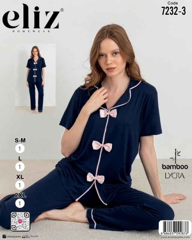 ELİZ 7232-3 WOMEN'S BOWTIE PAJAMA SET