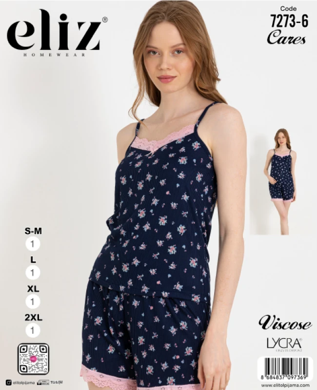 ELİZ 7273-6 WOMEN'S ROPE STRAPPED SHORTS SET