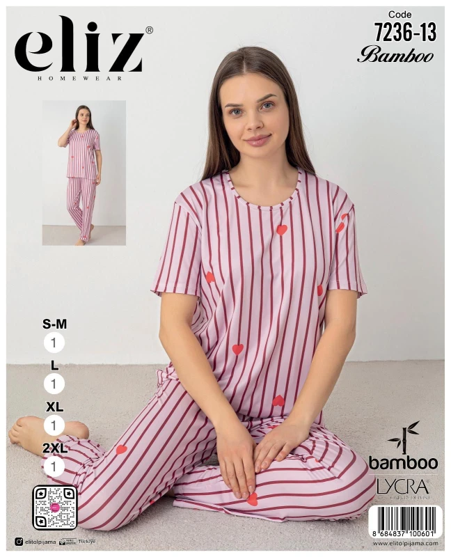 ELİZ 7236-13 BAMBOO BASİC PİJAMA TAKIMI PEMPE S-XX