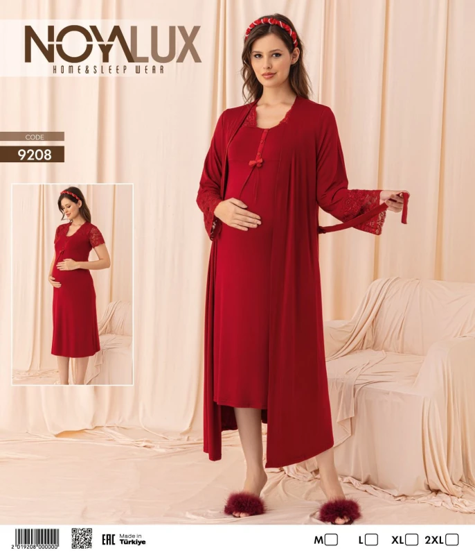 NOYA 9208 2'Lİ BORDO HAMİLE PİJAMA TAKIM 