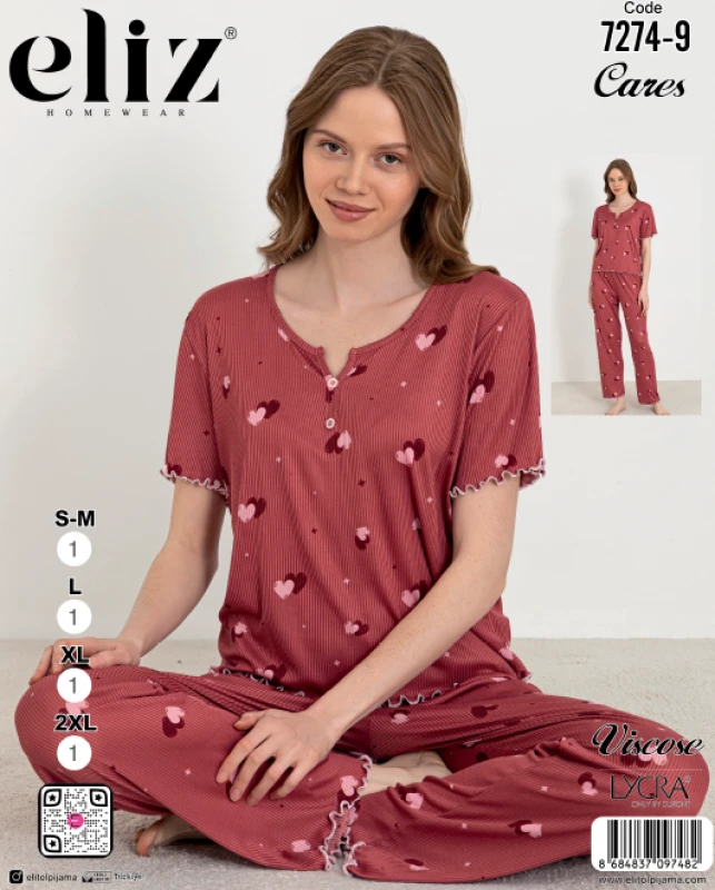 ELIZ 7274-9 WOMEN'S BUTTON PJAMA SET