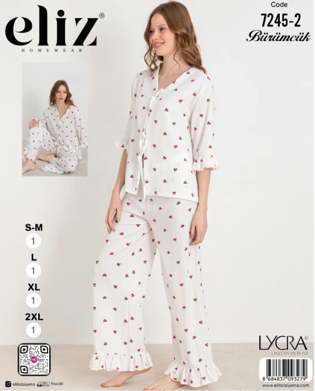 ELİZ 7245-2 WOMEN'S ROBE PJAMA 2-Piece SET