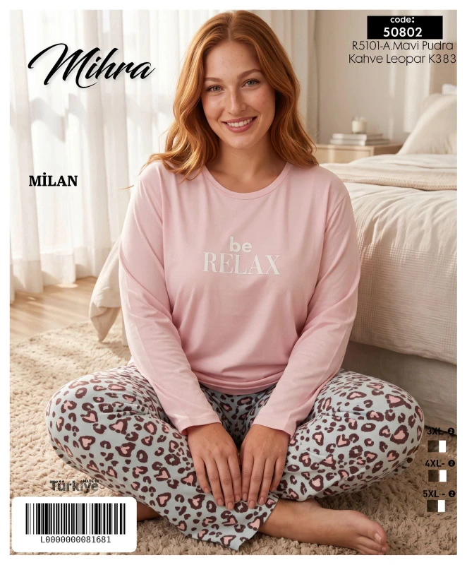 MİHRA 50802 R5101 MİLAN BASIC BATTAL PİJAMA TAKIMI LEOPAR