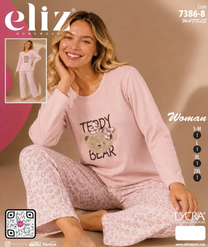 ELİZ 7386-8 WAFFLE BASIC PİJAMA TAKIMI