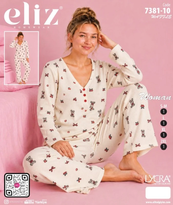 ELİZ 7381-10 WAFFLE PATLI PİJAMA TAKIMI