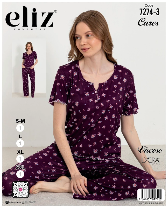 ELİZ 7274-3 BAYAN PATLI PİJAMA TAKIMI
