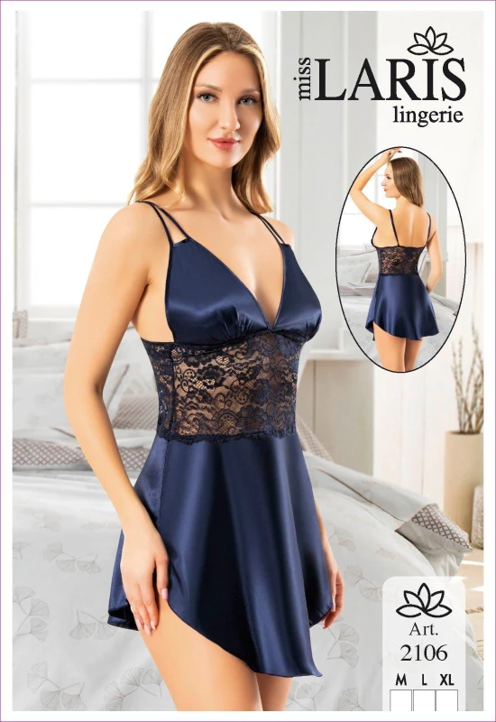 MİSS LARİS 2106 SATEN GECELİK LACİVERT