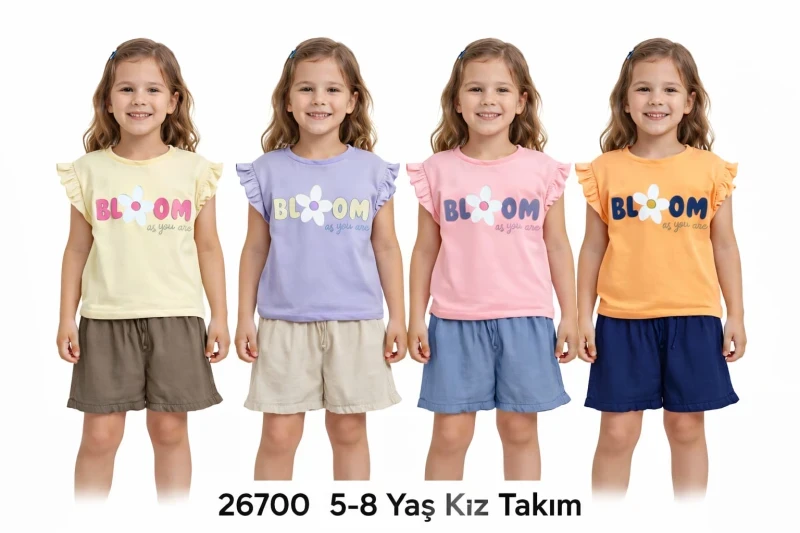 DAMLA 26700 BLOOM BASKILI 2'Lİ KIZ ÇOCUK TAKIM