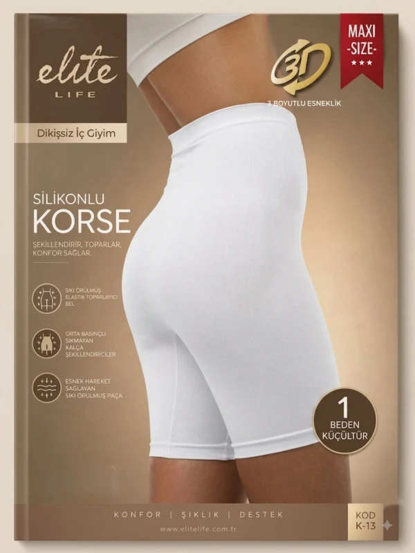 ELİTE LİFE 881 K-13 MAXİ DİKİŞSİZ SİLİKONLU PAÇALI KORSE