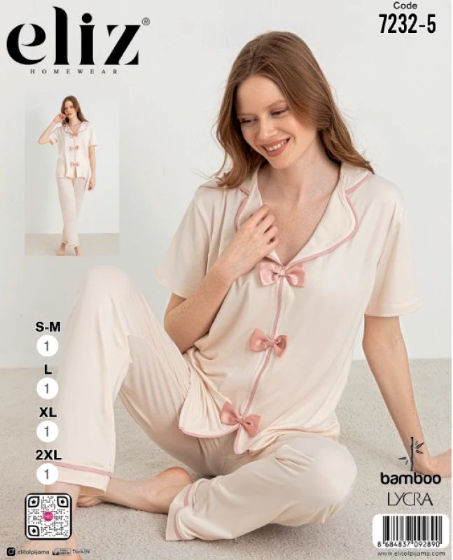 ELİZ 7232-5 WOMEN'S BOWTIE PAJAMA SET