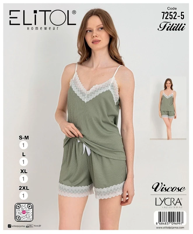 ELİTOL 7252-5 ROPE STRAPPED SHORTS SUIT GREEN