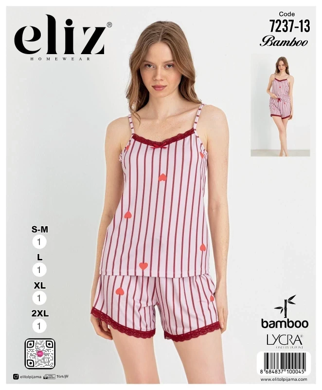 ELİZ 7237-13 İP ASKILI ŞORT TAKIM BEYAZ