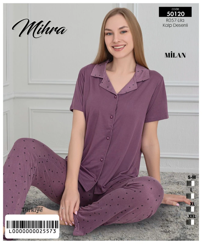 MİHRA 50120 R057 MİLAN KISA KOL DÜĞMELİ PİJAMA TAK