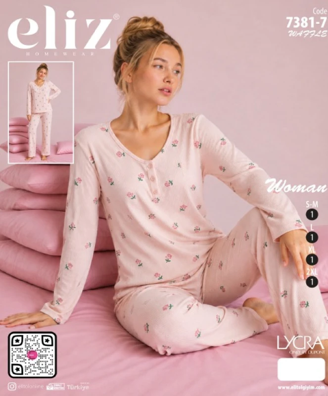 ELİZ 7381-7 WAFFLE PATLI PİJAMA TAKIMI
