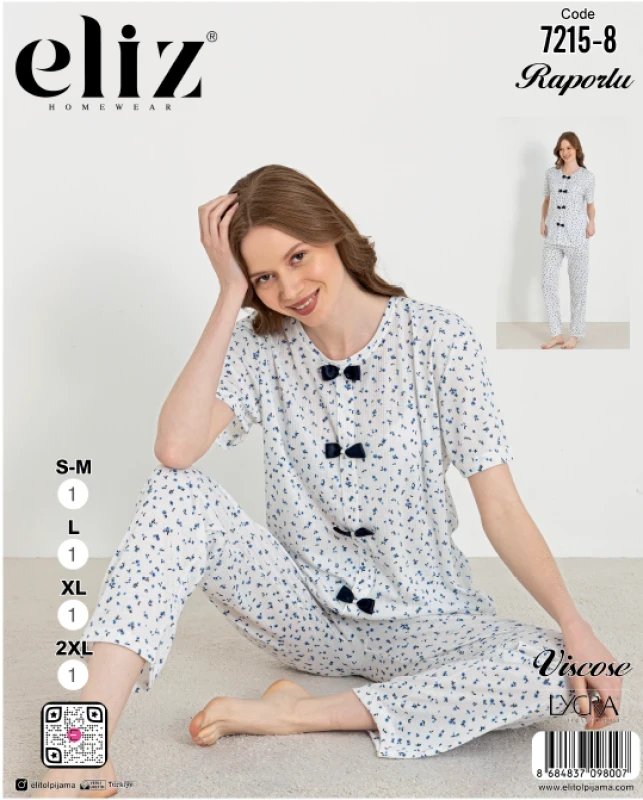 ELİZ 7215-8 PAPYONLU PİJAMA TAKIMI