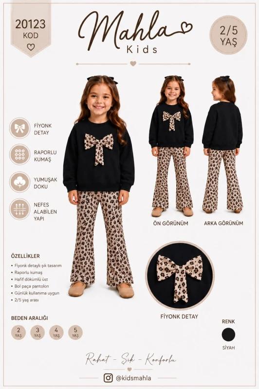 MAHLA KIDS 20123 LEOPAR DESENLİ 2'Lİ TAKIM 1-4 YAŞ
